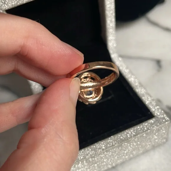 🖤5/$25 Rose Gold large zirconia diamond Ring 9 - 10 mm stone halo setting - Picture 7 of 13